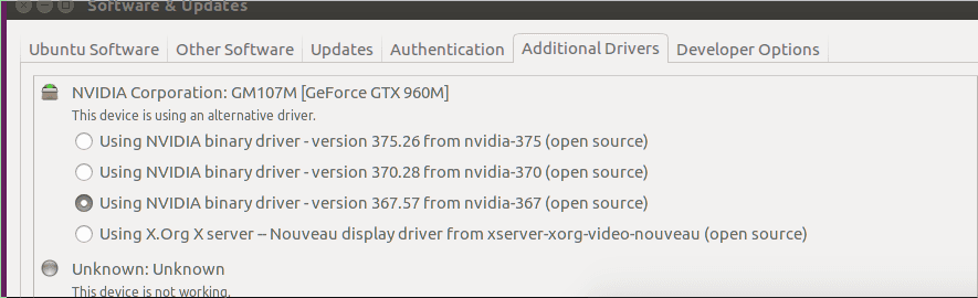 nvidia 960m driver ubuntu