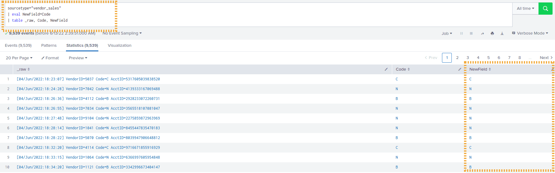 Splunk Fields Example