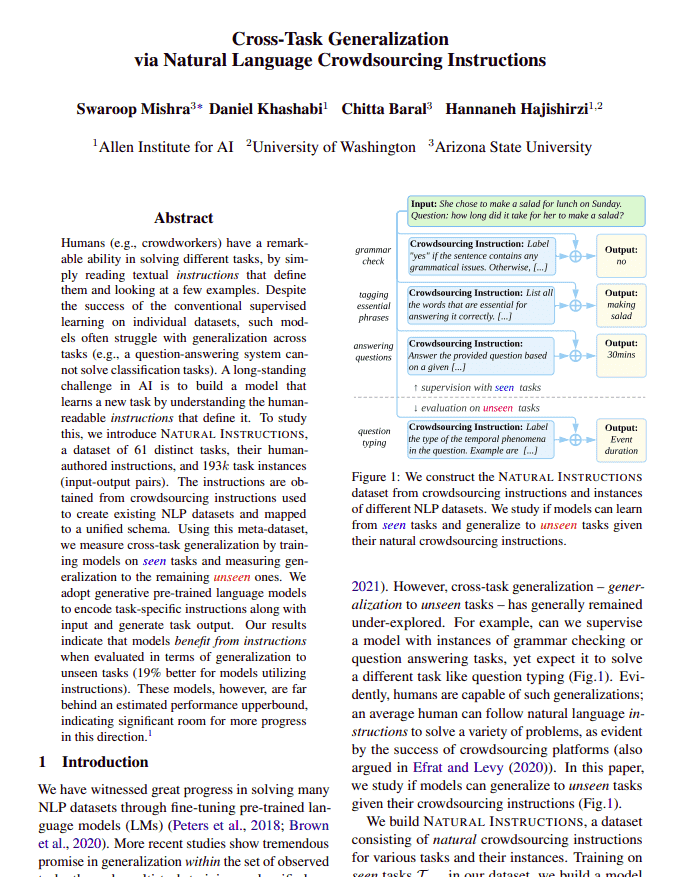 Cross-Task Generalization via Natural Language Crowdsourcing